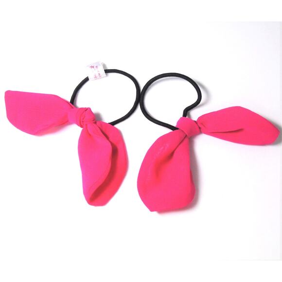 American Girl Hair Ties Doll Or Girl Set 2 Pink Floppy Bow Ponytail Holders New - Picture 3 of 3